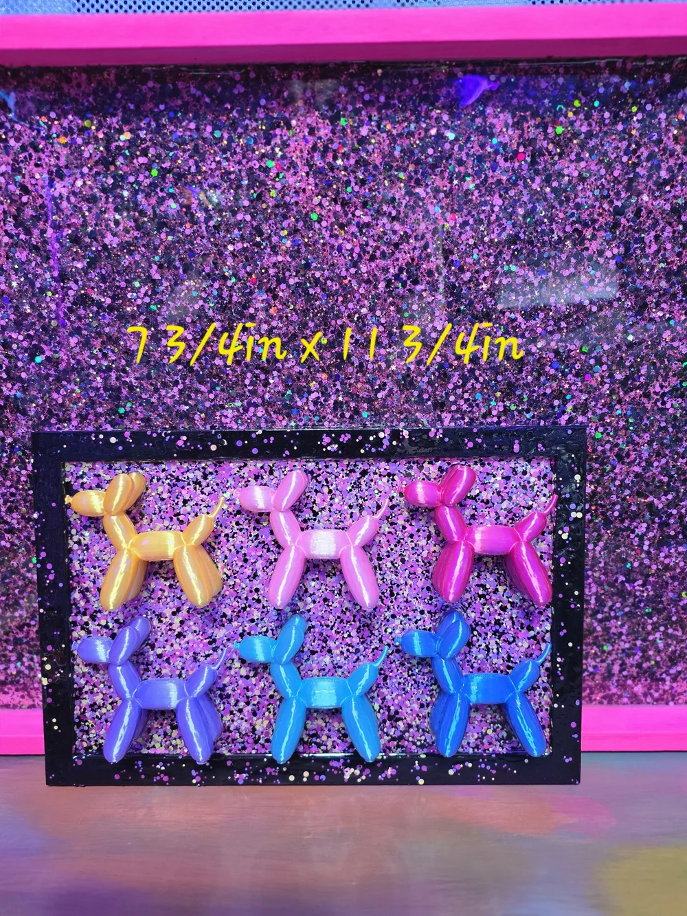 Glitter Balloon Dog Wall Art - Pink, Blue, Purple, Gold